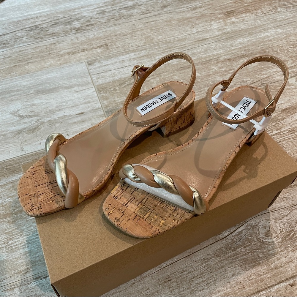 NWT Steve Madden braided block heel sandals